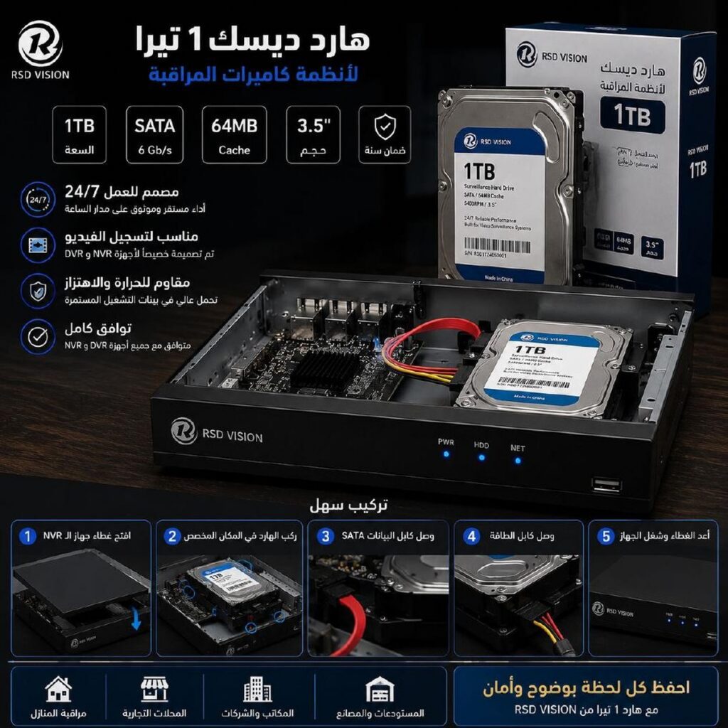 هارد ديسك تسجيل 1TB لأنظمة المراقبة